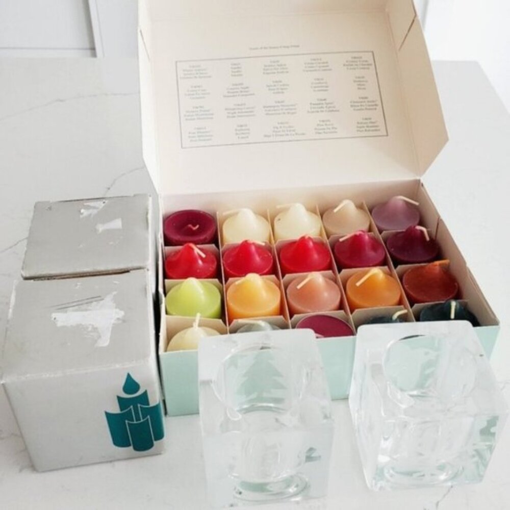 NWT Partylite Winter Frost Votive Holders &  Scents Of The Season 20 Candle Set